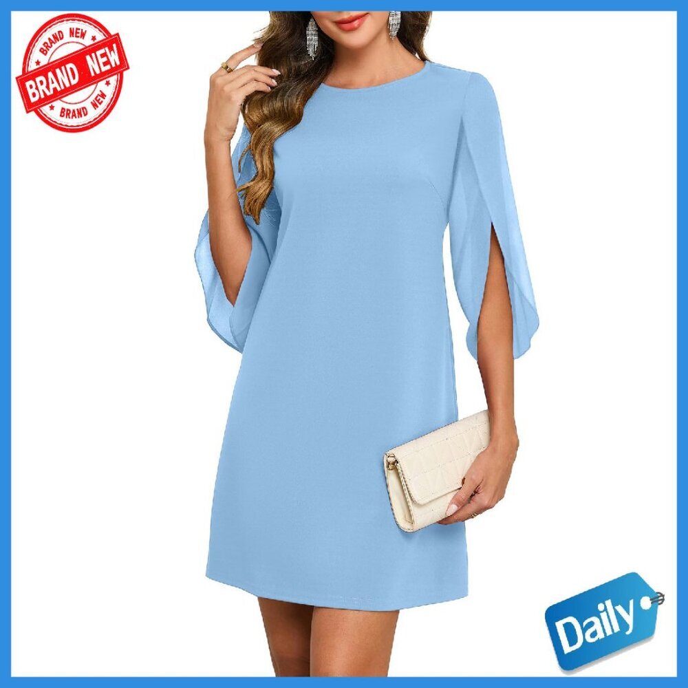 Flutter Sleeve Chiffon Cocktail Dress Formal Wedding Guest Party